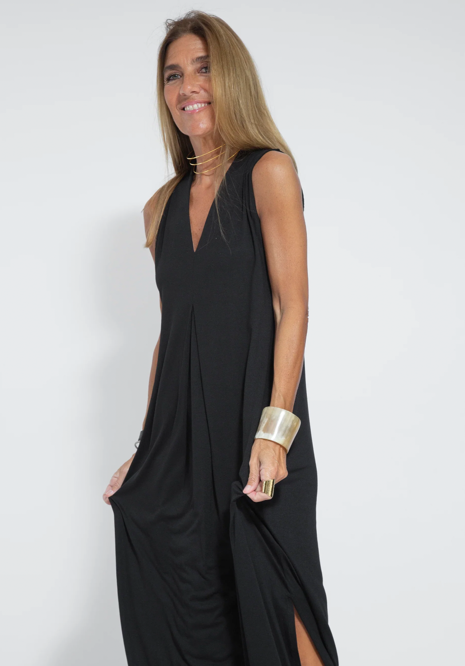 Elegant Women's Maxi Dress Set with Fluid Jacket for Formal and Casual Occasions, Soft Lightweight Fabric, Long Length-3