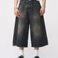 Black Oversized Bermuda Jorts for Men, Baggy Style Above the Knee, 100% Cotton Urban Streetwear Shorts-3
