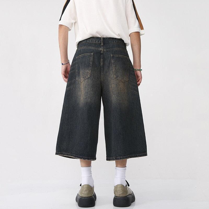 Black Oversized Bermuda Jorts for Men, Baggy Style Above the Knee, 100% Cotton Urban Streetwear Shorts-5