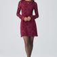 high waist, long-sleeve textured pattern, polyester, for party – Fitted women's dress