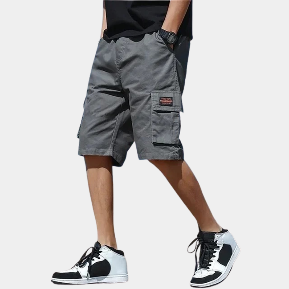 Men's Cargo Shorts with Spacious Pockets, Comfortable Fit, Available in Gray, Khaki, and Black, Sizes M to 4XL-1