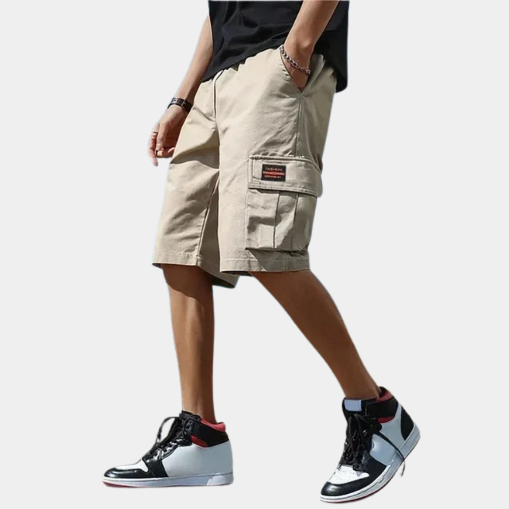 Variant image for Men's Cargo Shorts with Spacious Pockets, Comfortable Fit, Available in Gray, Khaki, and Black, Sizes M to 4XL-7