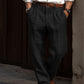 Breathable men's pleated linen trousers – classic design, linen-cotton blend, for casual and formal occasions 3