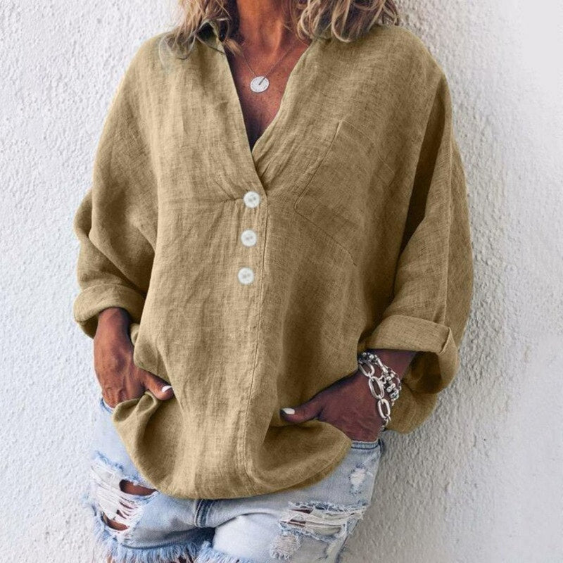 Breathable women's blouse – lightweight linen, effortless summer tops for women, for casual outings 1