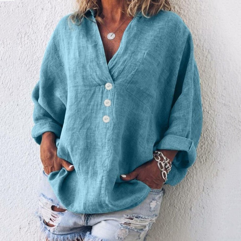 Breathable women's blouse – lightweight linen, effortless summer tops for women, for casual outings 3