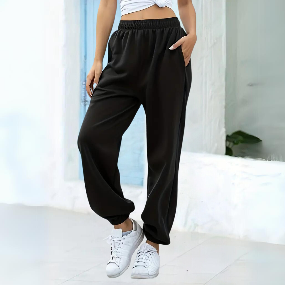 Breathable women's jogger pants – high-waisted, soft polyester, for casual wear 13