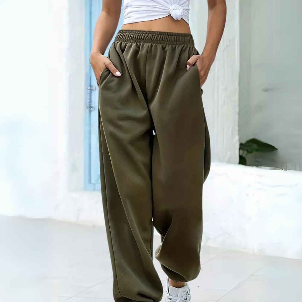 Breathable women's jogger pants – high-waisted, soft polyester, for casual wear 14