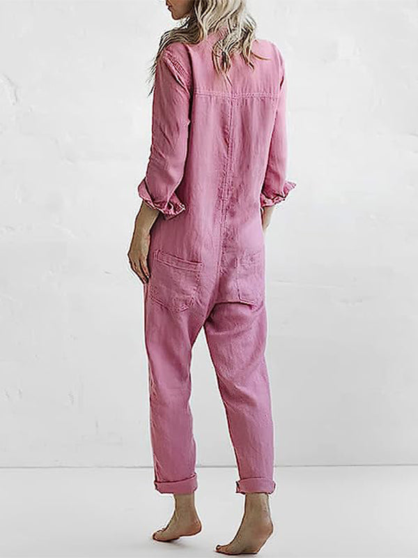Breathable women's jumpsuit – long-sleeve design, cotton blend, for all seasons 5