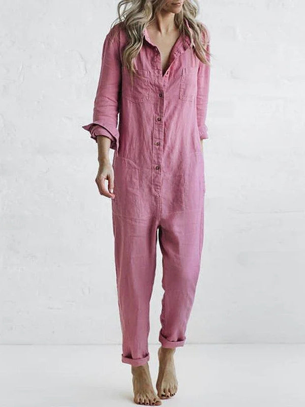 Breathable women's jumpsuit – long-sleeve design, cotton blend, for all seasons 6