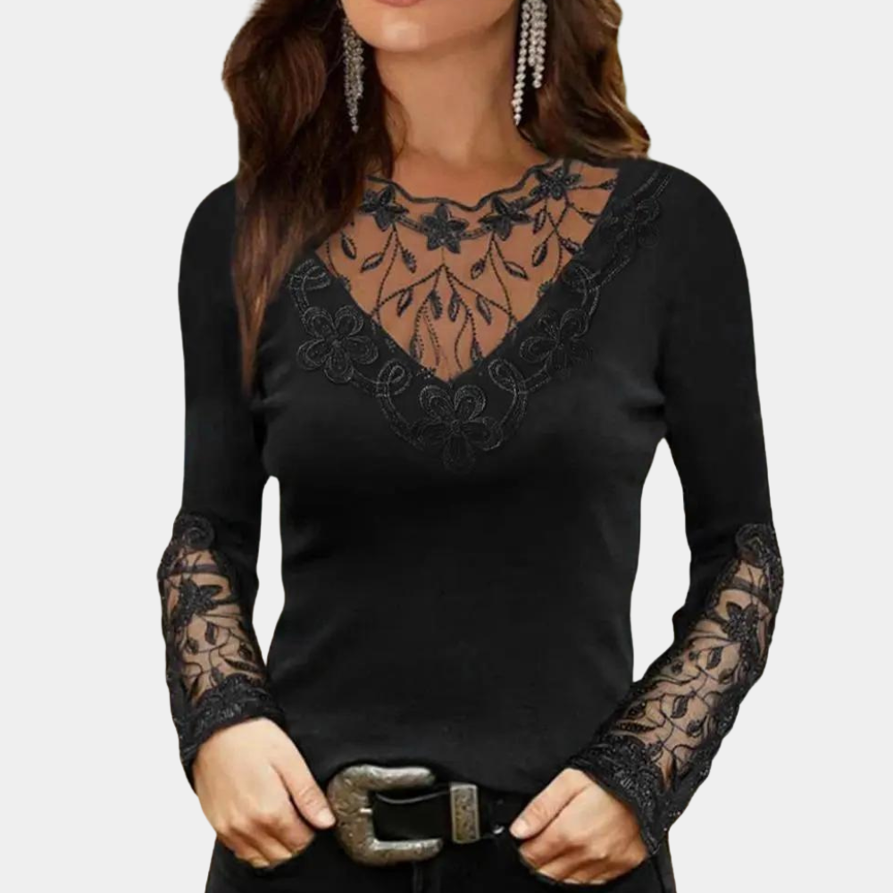 Breathable women's lace blouse – sophisticated design, lightweight fabric, for summer outings 1