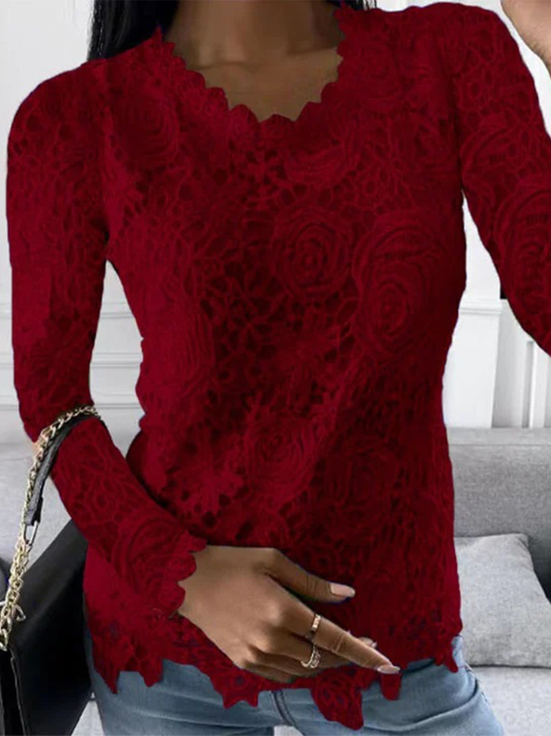Breathable women's long-sleeve top – floral print, soft fabric, for year-round wear 2