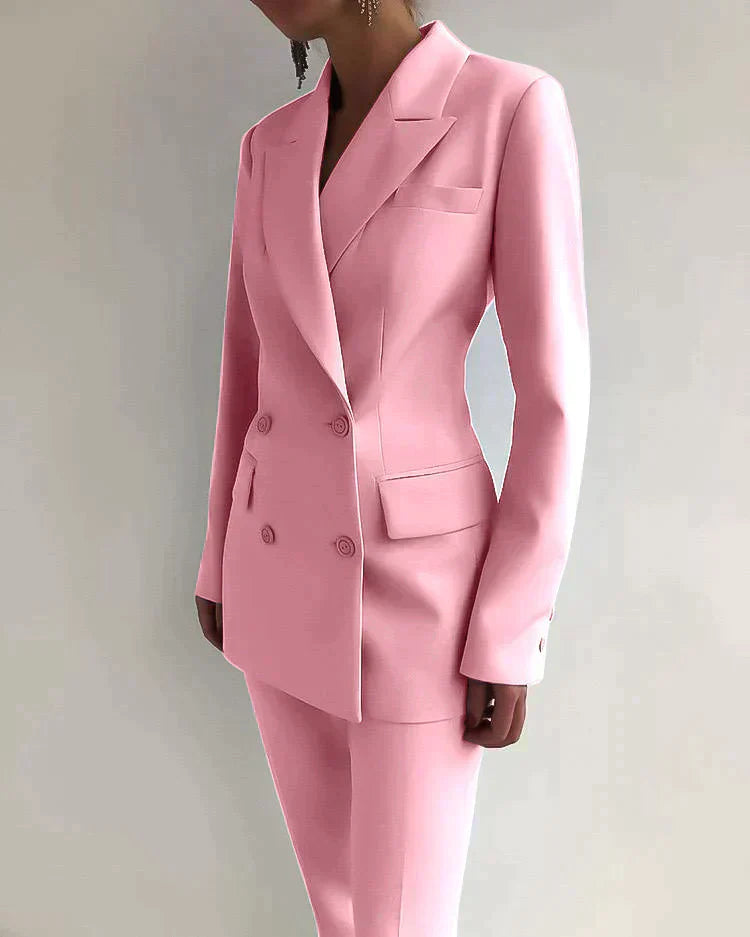 Breathable women's suit – tailored blazer and pant set, premium polyester, for professional and formal occasions 3