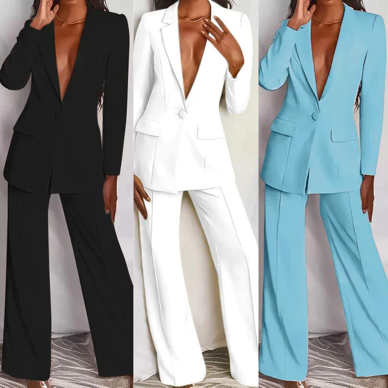 Breathable women's suit – tailored blazer and trousers, luxurious fabric, for office or events 1