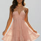 tiered pettiskirt, long-stitching details, spring/summer wear – Plush women's v-neck dress