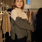 Women’s Warm Herringbone Knit Sweater - Stand Collar, Casual