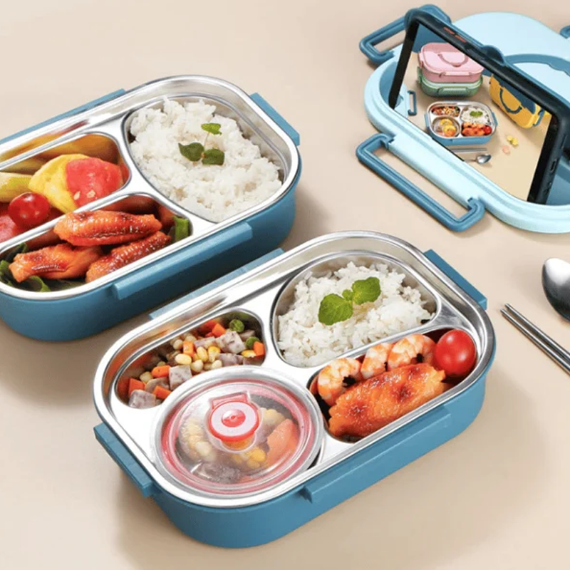 Lunch Thermal Box Stainless Steel Divided Bento Leakproof