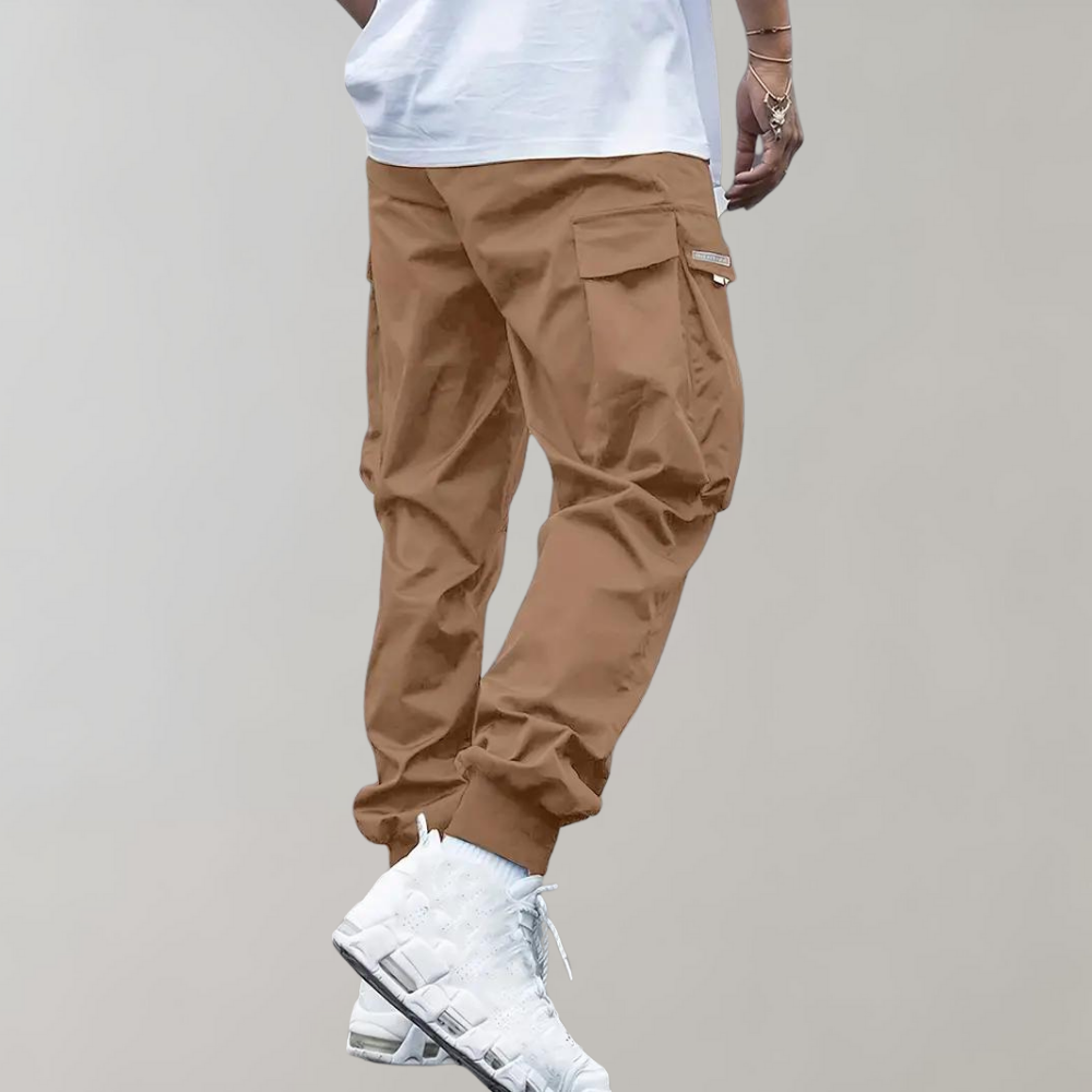 Relaxed Fit Black Cargo Pants for Men, Breathable and Flexible Casual Trousers with Functional Pockets-3