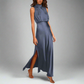 Elegant Women's Maxi Dress with Bare Back and Side Slot, Full-Length Silk Formal Dress for Special Occasions-5