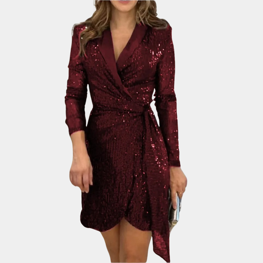 Variant image for Elegant Black Blazer Dress with Belt and Glitter, Chic Summer Dress for Women, Plus Size Available-1