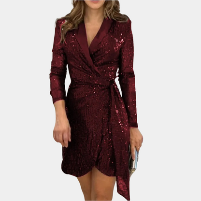 Variant image for Elegant Black Blazer Dress with Belt and Glitter, Chic Summer Dress for Women, Plus Size Available-1