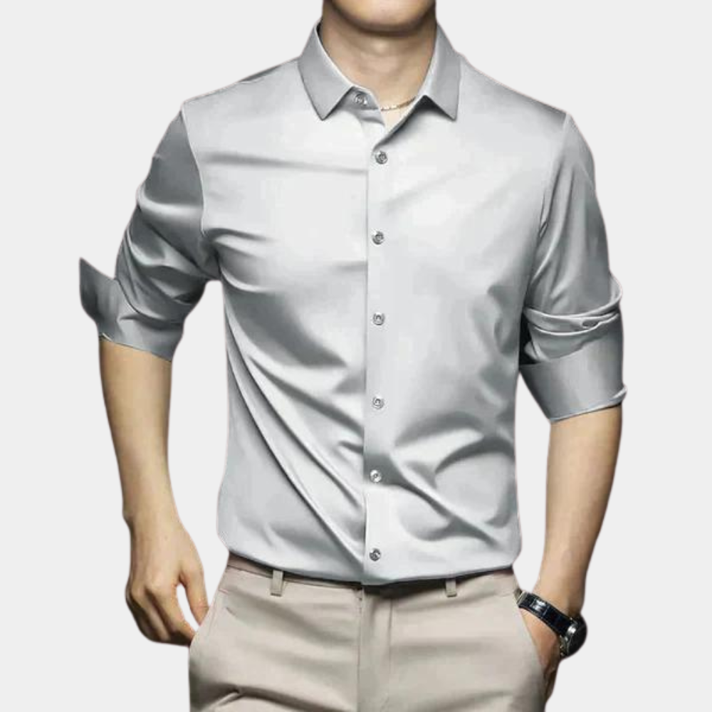 Variant image for Classic Men's Dress Shirt in Polyester and Elastane, Thermo-Isolating, Comfortable Fit for Fall and Winter, Available in Multiple Colors-22