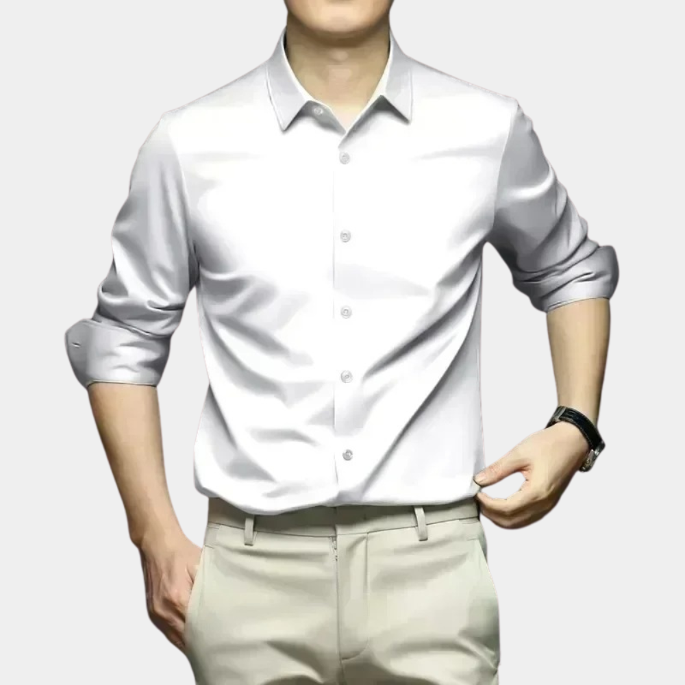Variant image for Classic Men's Dress Shirt in Polyester and Elastane, Thermo-Isolating, Comfortable Fit for Fall and Winter, Available in Multiple Colors-7