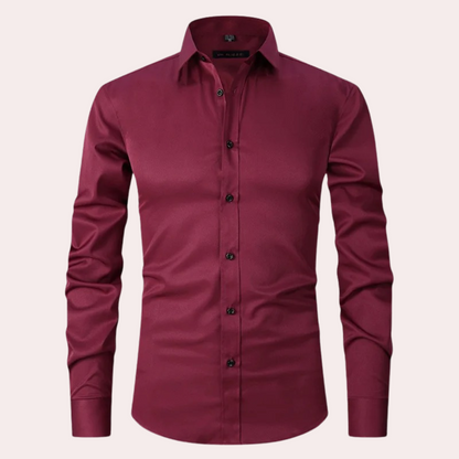 Variant image for Men's Stretch Dress Shirt, Breathable Wrinkle-Resistant Fabric, Moisture-Wicking, Regular Fit, Multiple Colors Available-1