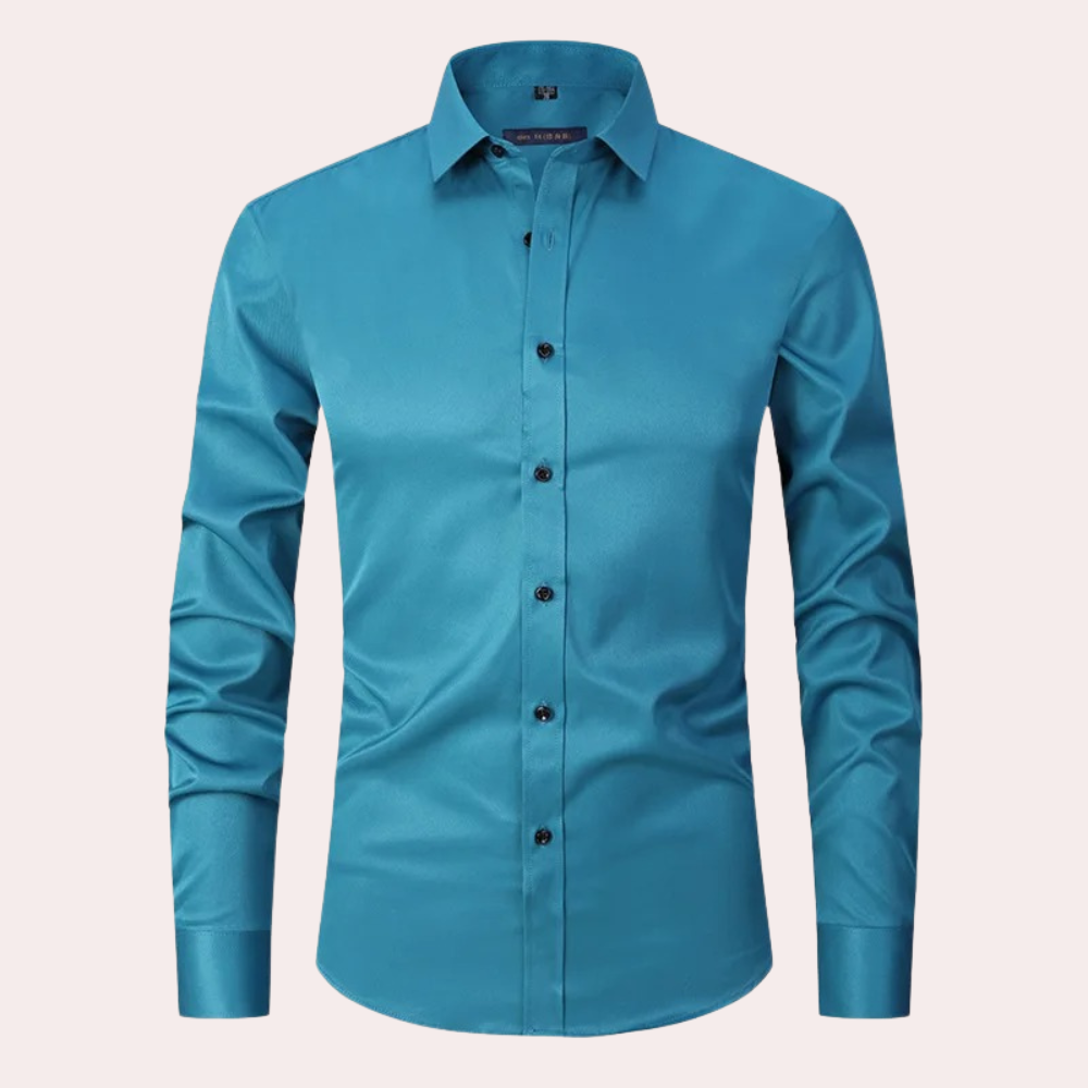Men's Stretch Dress Shirt, Breathable Wrinkle-Resistant Fabric, Moisture-Wicking, Regular Fit, Multiple Colors Available-4