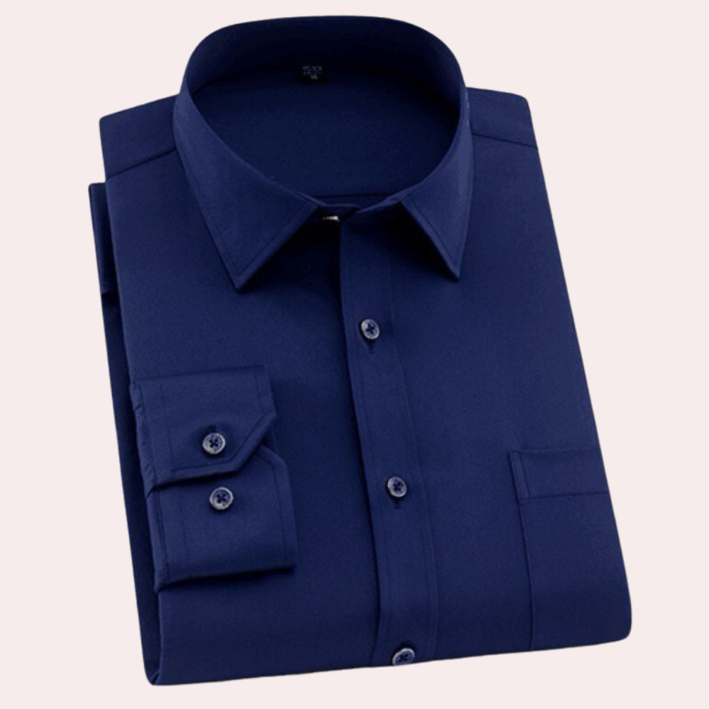 Variant image for Classic Men's Dress Shirt, Tailored Fit Stretch Fabric, Non-Iron, Breathable, Elegant Design, Narrow Sleeves, Various Colors-25
