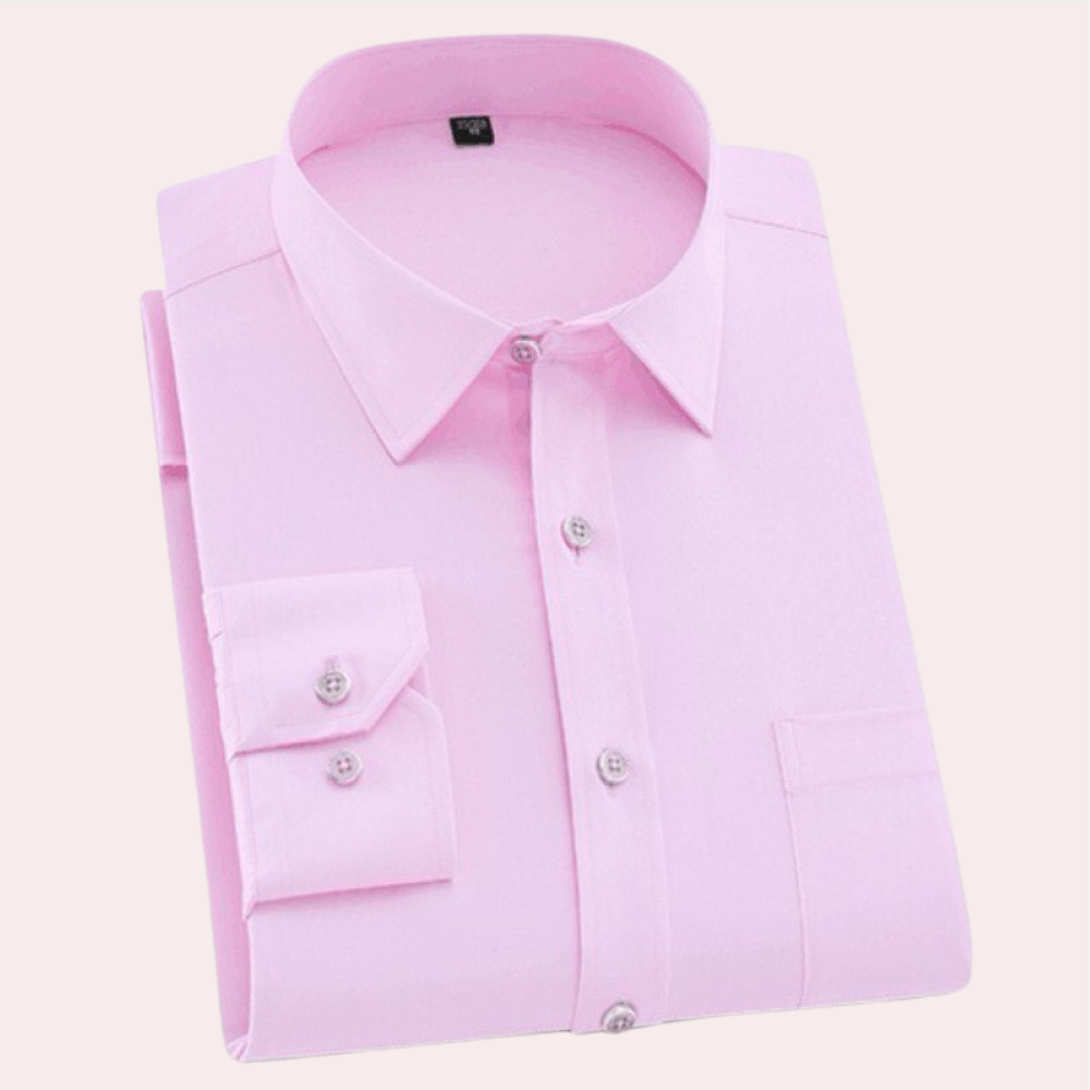 Variant image for Classic Men's Dress Shirt, Tailored Fit Stretch Fabric, Non-Iron, Breathable, Elegant Design, Narrow Sleeves, Various Colors-1