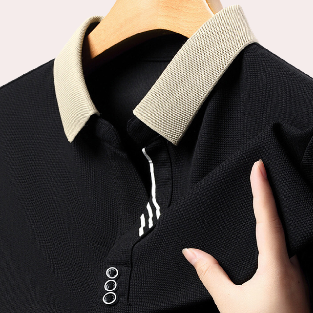 Men's Long Sleeve Polo Shirt, Comfortable Polyester Fabric, Classic Collar, Versatile Colors, Regular Fit-1