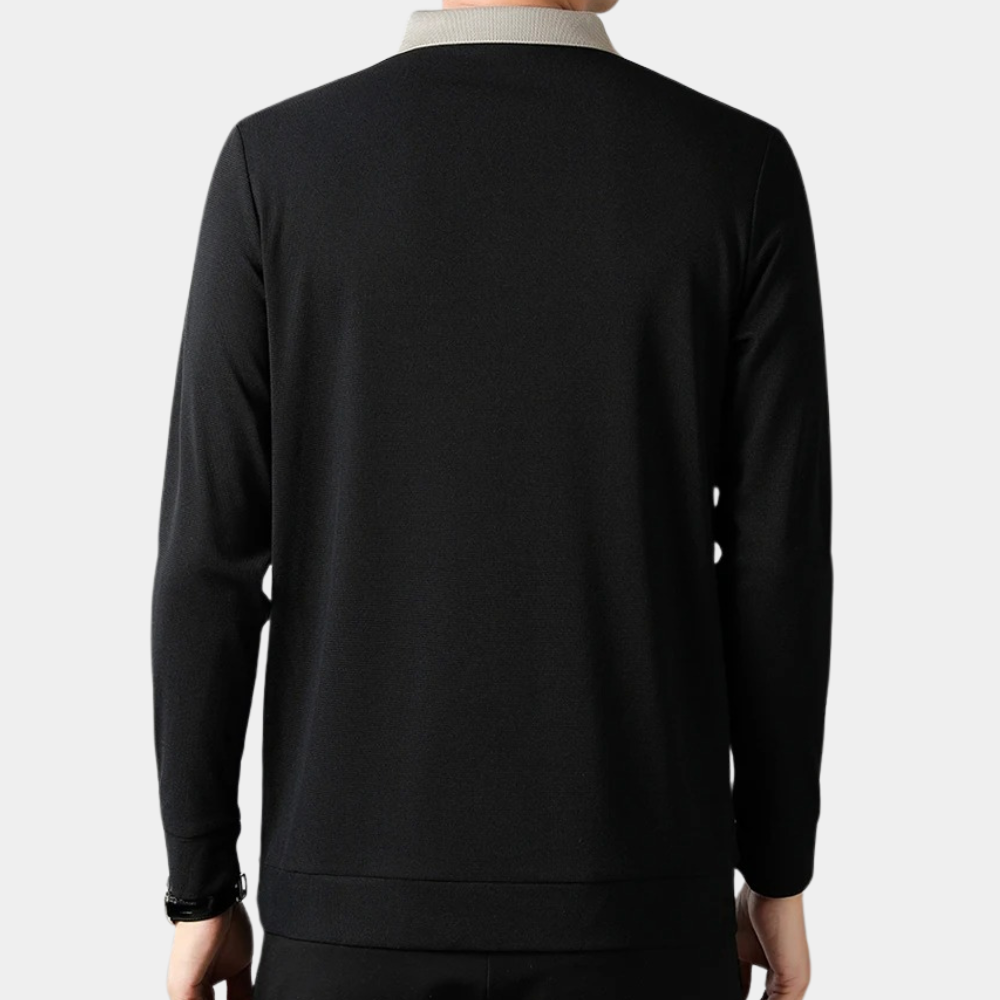 Men's Long Sleeve Polo Shirt, Comfortable Polyester Fabric, Classic Collar, Versatile Colors, Regular Fit-3
