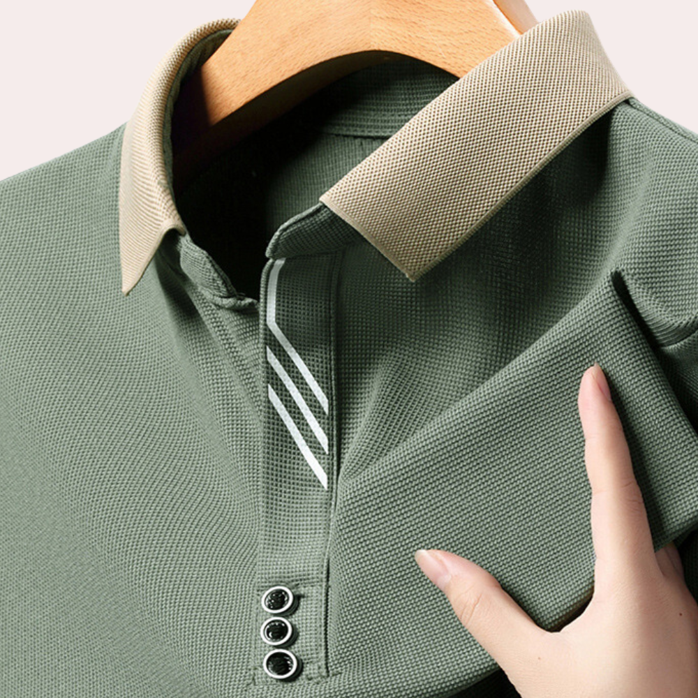 Men's Long Sleeve Polo Shirt, Comfortable Polyester Fabric, Classic Collar, Versatile Colors, Regular Fit-5