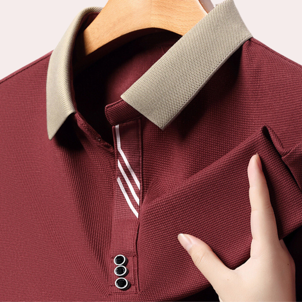Variant image for Men's Long Sleeve Polo Shirt, Comfortable Polyester Fabric, Classic Collar, Versatile Colors, Regular Fit-13