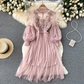 Variant image for Elegant Floral Midi Dress for Women with Lantern Sleeves and Upright Collar - Perfect for Summer Parties and Special Occasions-21
