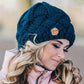 Warm Women's Knit Beanie - Cable Slouchy Cut, Plush Wool
