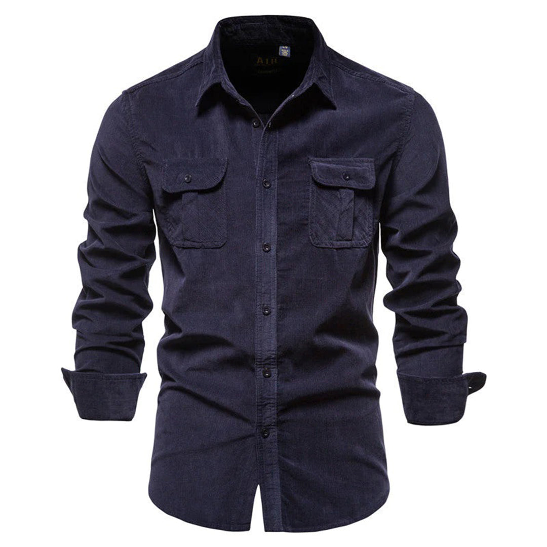 Variant image for Men's Ribbed Velvet Shirt, Comfortable Relaxed Fit, Versatile Style for Casual or Formal Wear-4