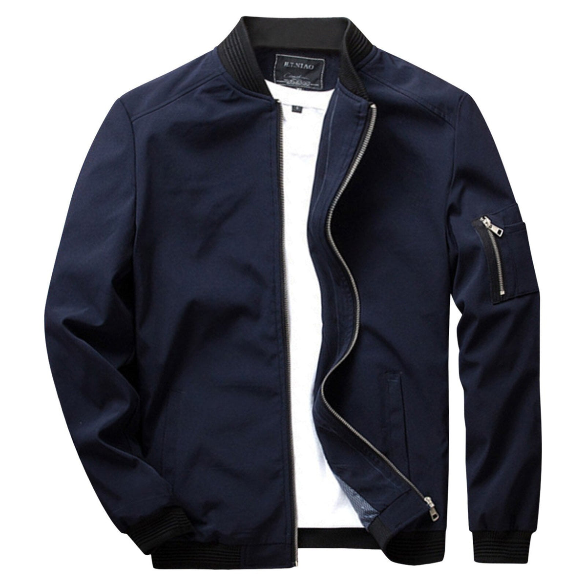 Light Mens Bomber Jacket - Waist Length, Cotton Blend