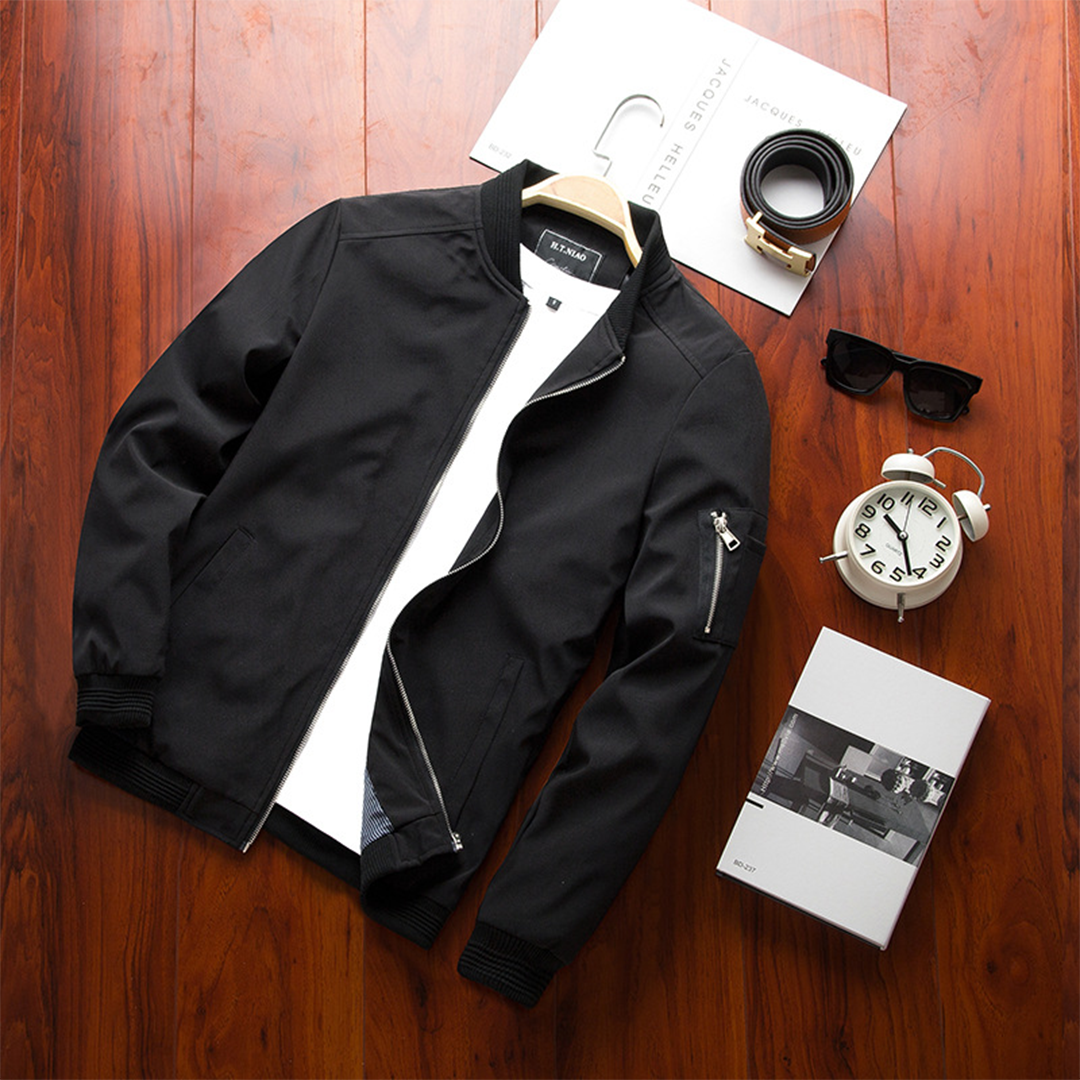Light Mens Bomber Jacket - Waist Length, Cotton Blend