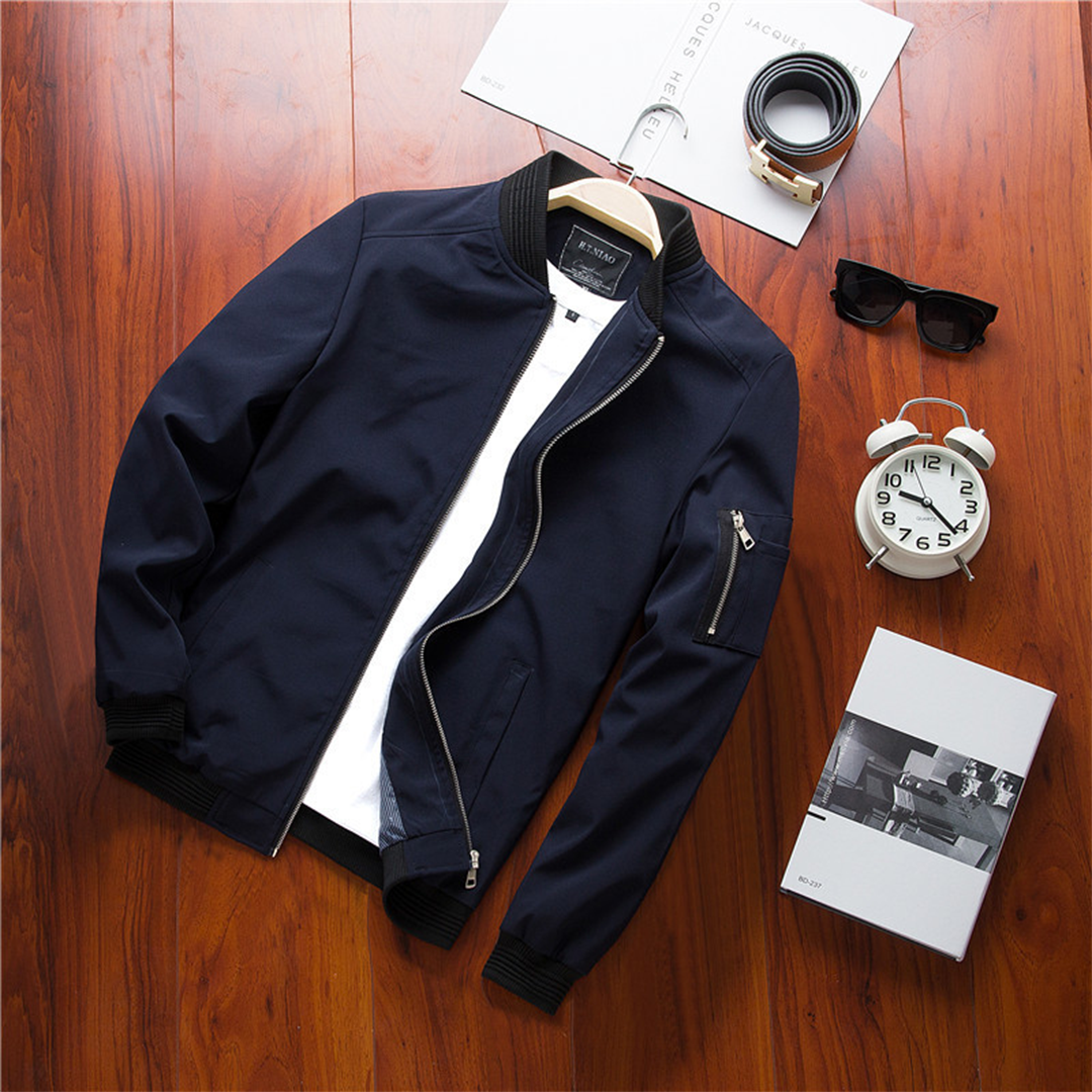 Light Mens Bomber Jacket - Waist Length, Cotton Blend