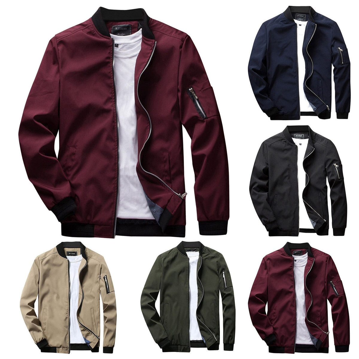 Light Mens Bomber Jacket - Waist Length, Cotton Blend