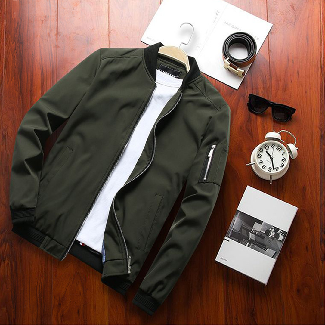 Light Mens Bomber Jacket - Waist Length, Cotton Blend