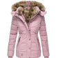 Women’s Warm Winter Coat - Quilted Midlength, Faux Fur Hood