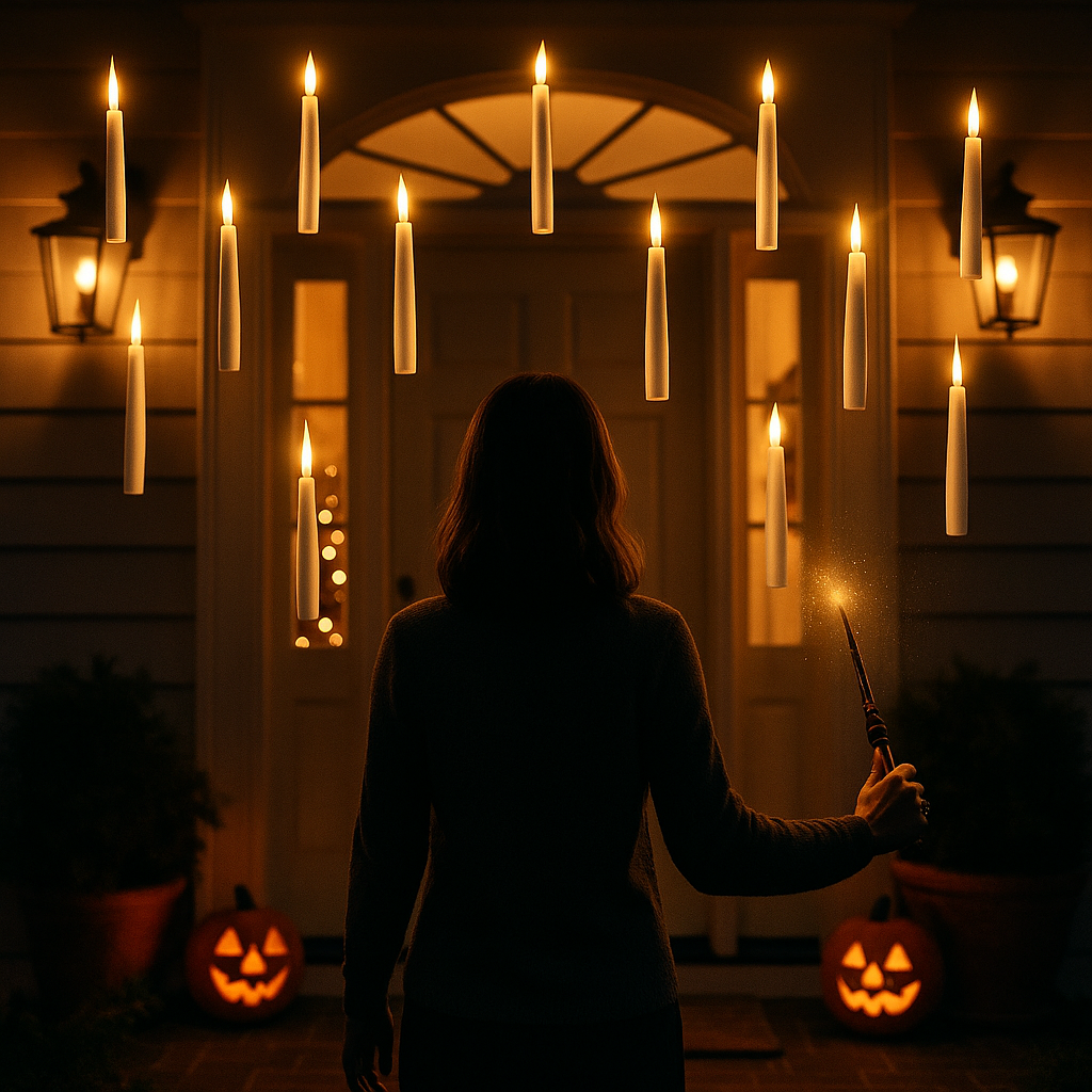 Spooky Flameless LED Lights with Wand Remote – Incendio Floating Halloween Candles