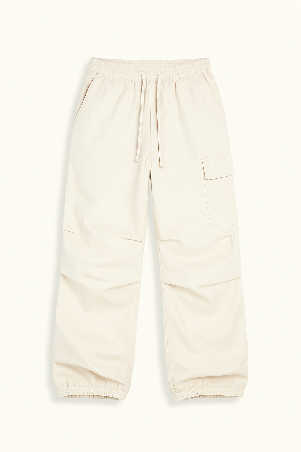 White Cargo Pants for Women with Adjustable Waistband and Functional Pockets, Modern Utilitarian Style-2