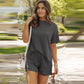 Casual Women's Outfit with Short-Sleeved Top and High Waist Shorts Set for Summer Wear 3