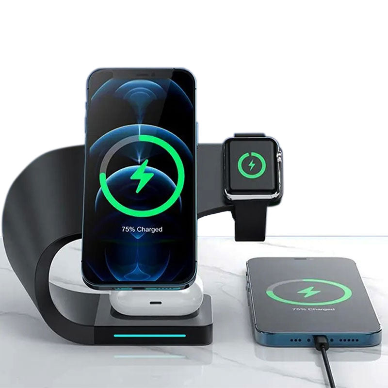 Cordless Charging Station 4 In 1 MagSafe Black Minimalist