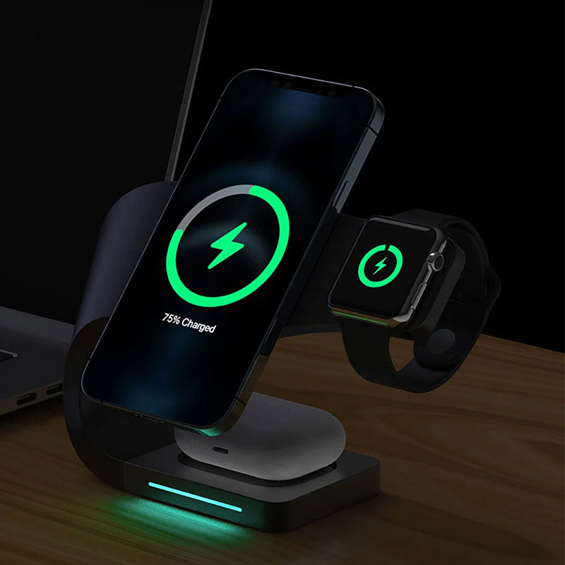 Cordless Charging Station 4 In 1 MagSafe Black Minimalist