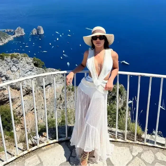 Off-White Chiffon Maxi Dress for Women with Open Back and Embellished Star Detail, Elegant Long Dress for Formal Occasions-3