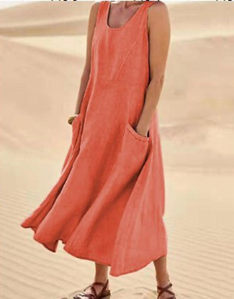 Variant image for Womens Summer Dress with Pockets, Casual Knee-Length Cotton Dress for Everyday Comfort and Style-16
